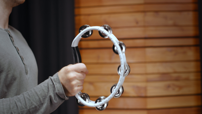 Molded ABS Tambourine, White, Dual Row, Stainless Steel Jingles video